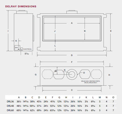 Montigo DelRay 36" Full Load Single-Sided Direct Vent Linear Gas Fireplace 16,000 BTU