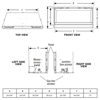 Superior VRL3055  Linear 55" Vent-Free Gas Fireplace With Electronic Ignition 28,000 BTU