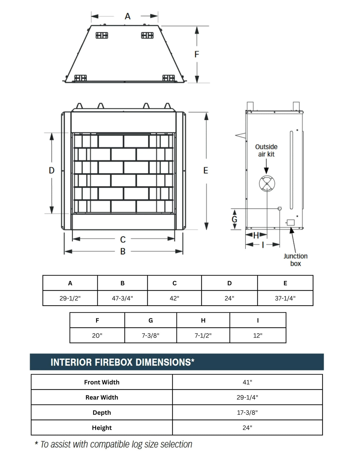 Superior VRT3100 Vent-Free Gas Firebox – White Stacked Liners 40,000 BTU