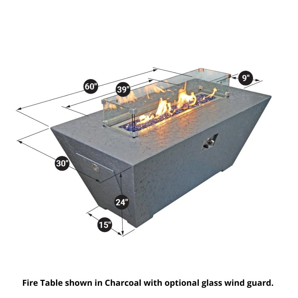 Athena Olympus 72" Rectangular Linear Gas Fire Pit Table 65,000 BTU