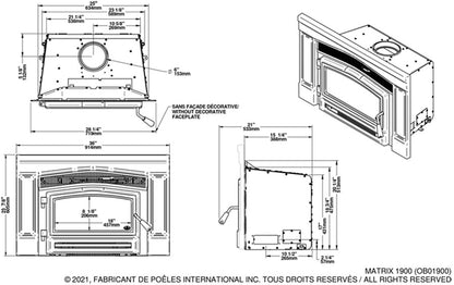 Osburn 36" Matrix 1900 Wood Burning Insert 45,000 BTU