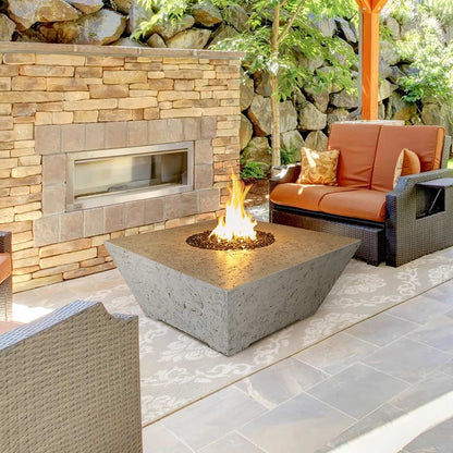 Athena Olympus 48" Square Concrete Gas Fire Pit Table 65,000 BTU